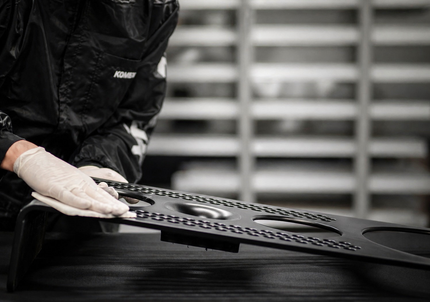 Silent Pound loudspeaker panel hand polishing detail